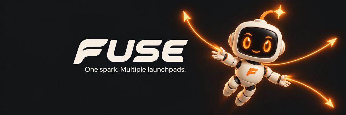 FUSE — One spark. Multiple launchpads. Featuring the FUSE robot guiding orange launch trails.